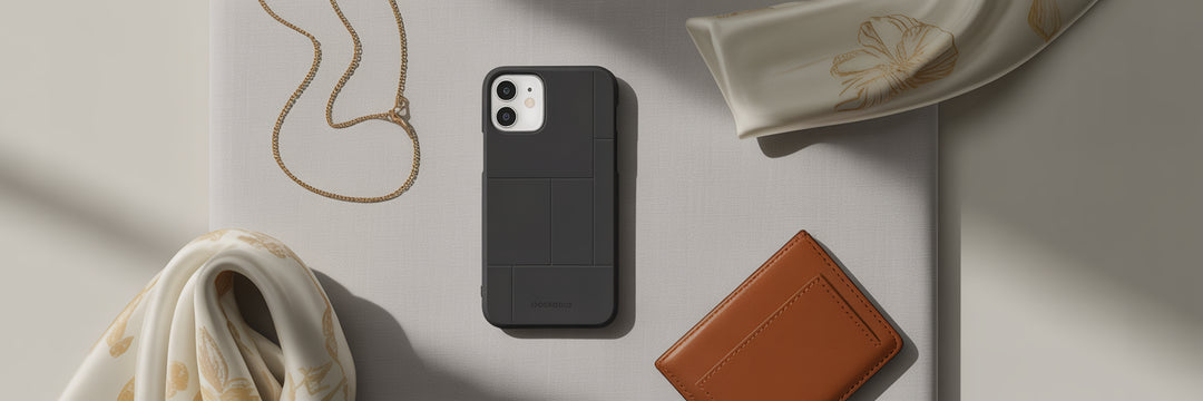Fashion accessories with rectangle iPhone case.