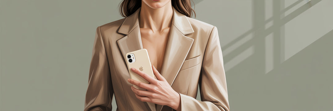 Woman matching phone case to outfit