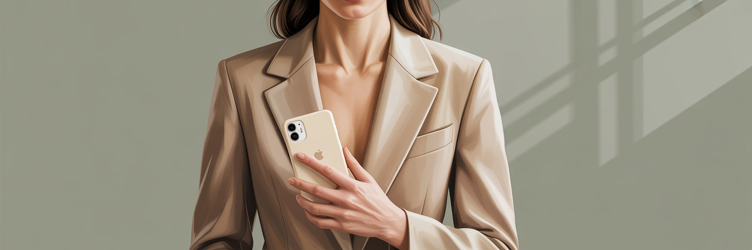 Woman matching phone case to outfit
