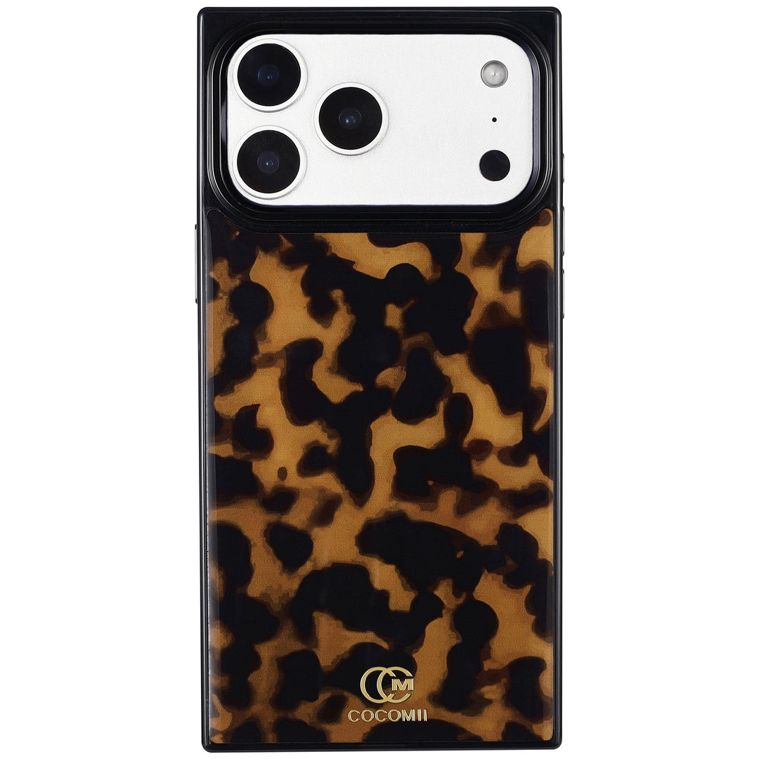 COCOMII tortoiseshell-pattern MagSafe iPhone case - boxy flat-edge shell with right-angle corners