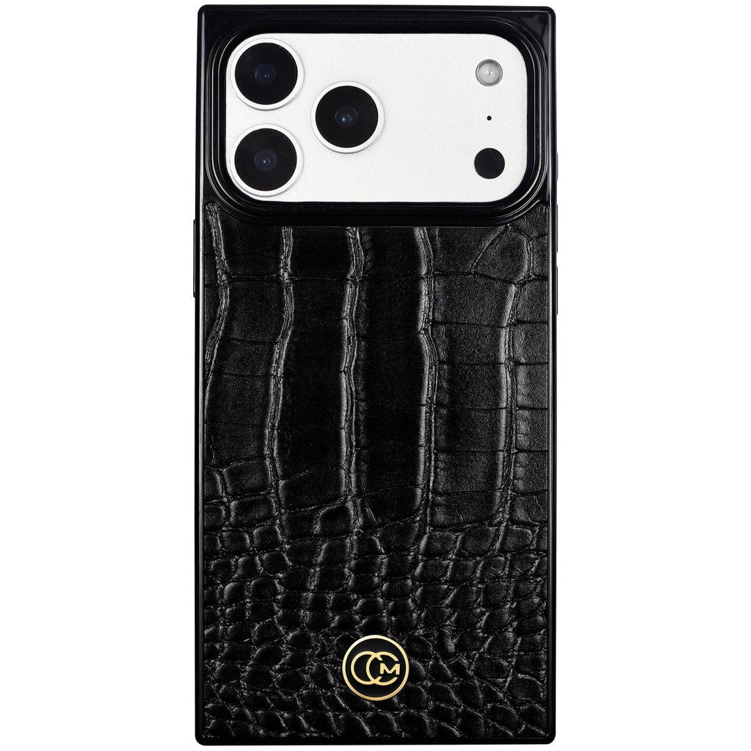 COCOMII croc-embossed MagSafe iPhone case - boxy flat-edge shell with right-angle corners