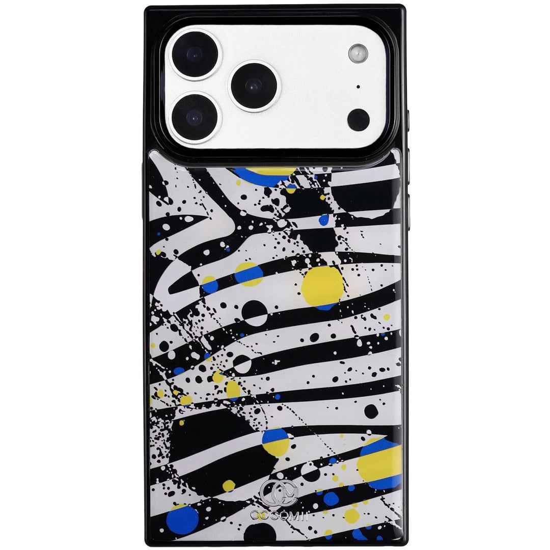 COCOMII zebra print MagSafe iPhone case - boxy flat-edge shell with right-angle corners