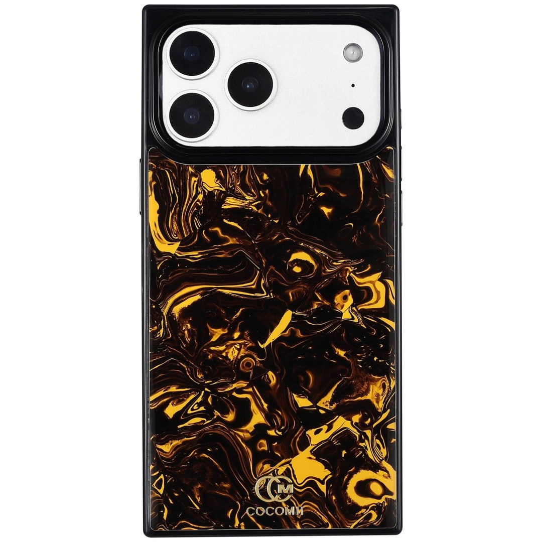 COCOMII marble-pattern MagSafe iPhone case - boxy flat-edge shell with right-angle corners