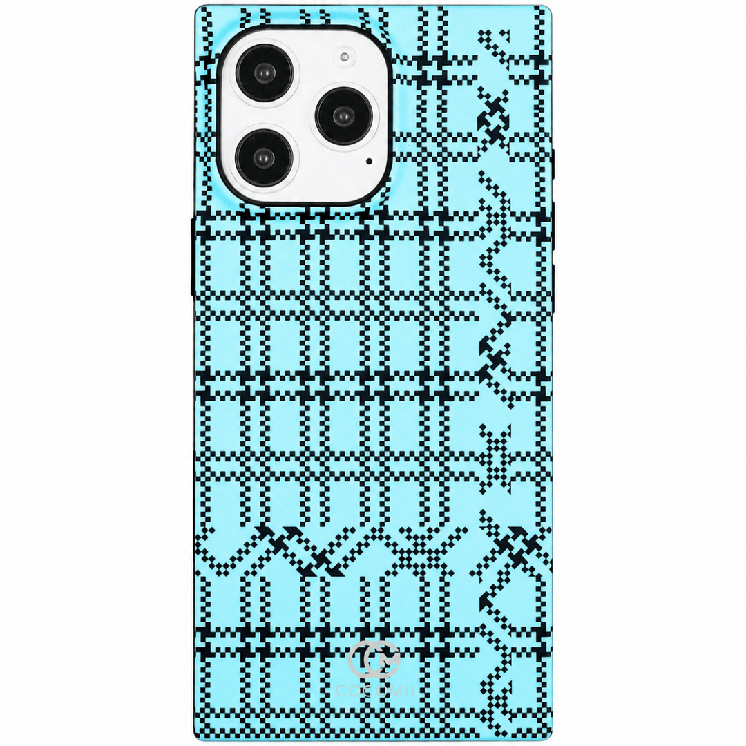 COCOMII plaid MagSafe iPhone case - boxy flat-edge shell with right-angle corners