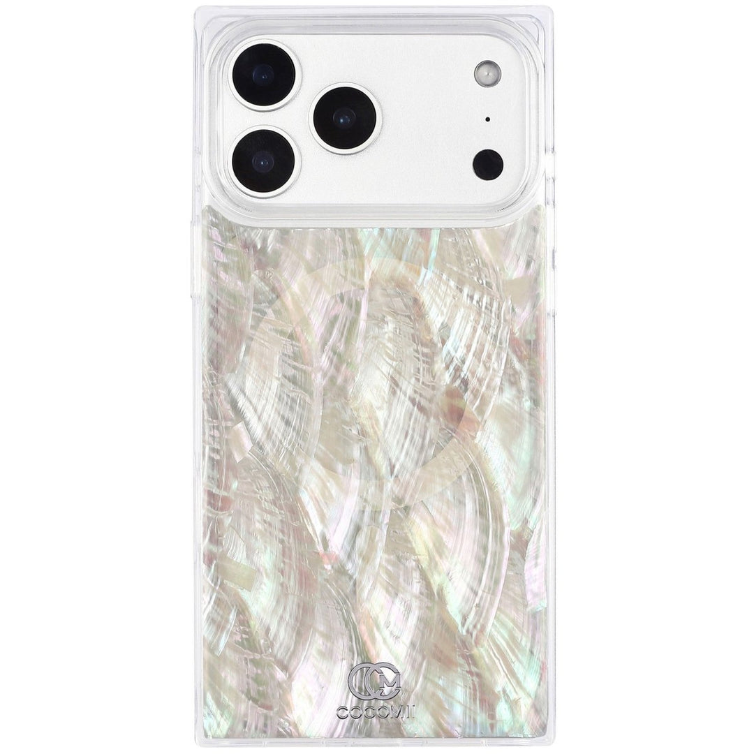 COCOMII mother of pearl MagSafe iPhone case - boxy flat-edge shell with right-angle corners
