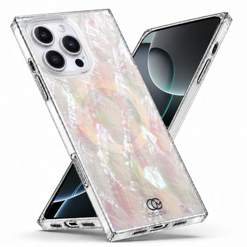 COCOMII Real mother of pearl rectangle MagSafe iPhone case in Natural for iPhone 16 Pro Max