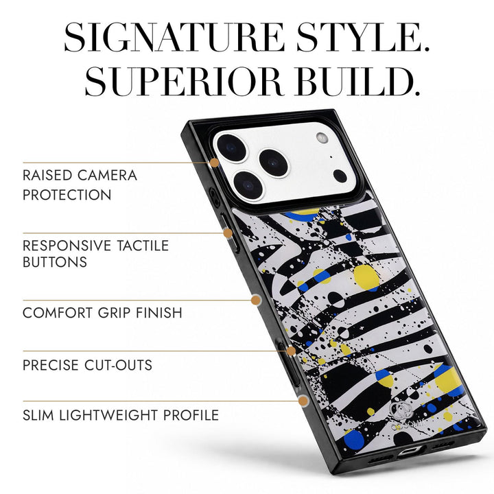 COCOMII zebra print MagSafe iPhone case in Bold Chroma - raised camera protection, tactile buttons, precise cut-outs and a slim profile