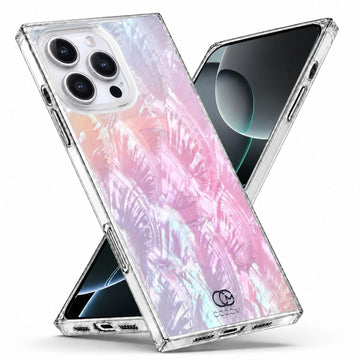 COCOMII Real mother of pearl rectangle MagSafe iPhone case in Pink for iPhone 16 Pro Max