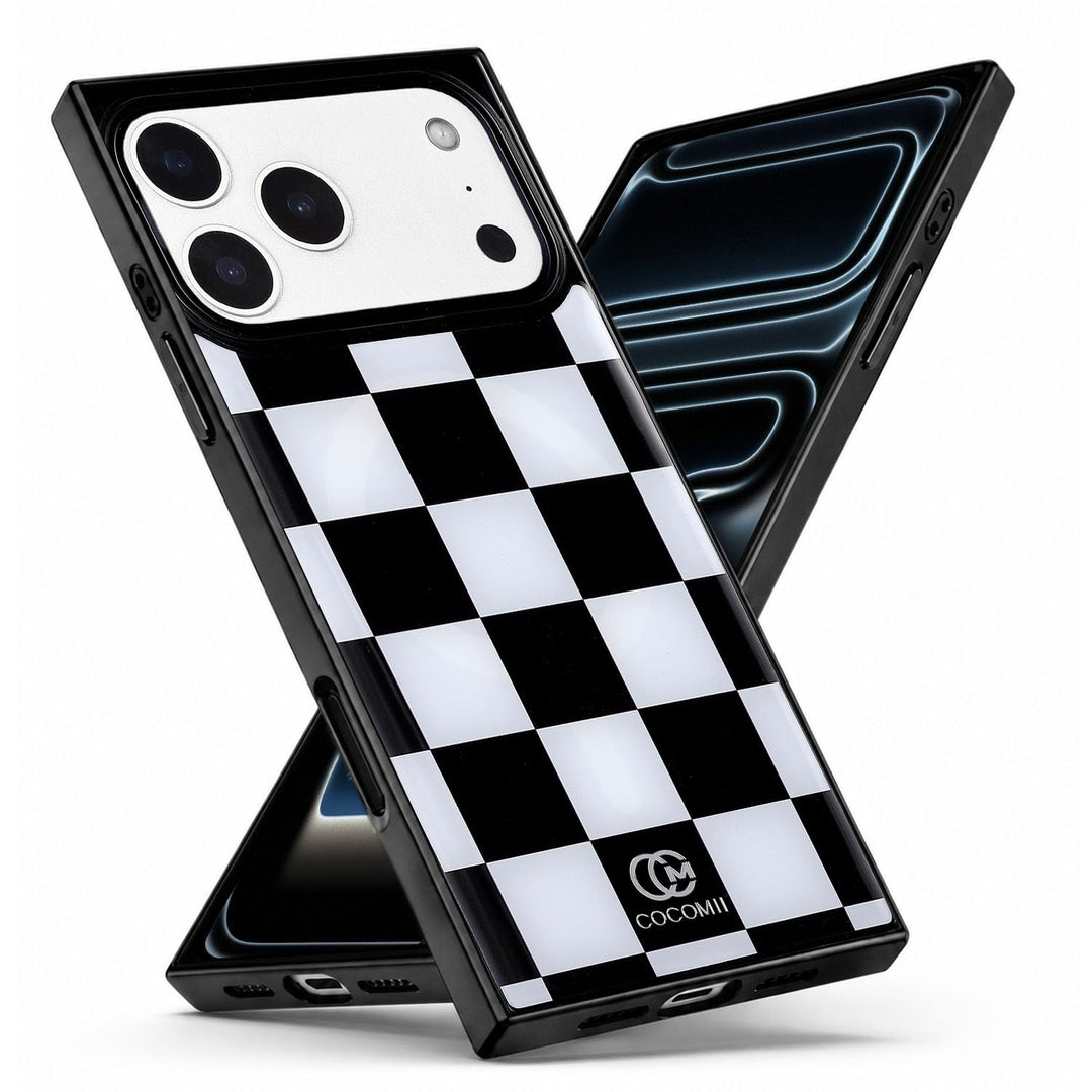 COCOMII Checkered rectangle iPhone case in Monochrome, MagSafe