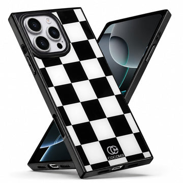COCOMII Checkered rectangle MagSafe iPhone case in Monochrome for iPhone 15 Pro