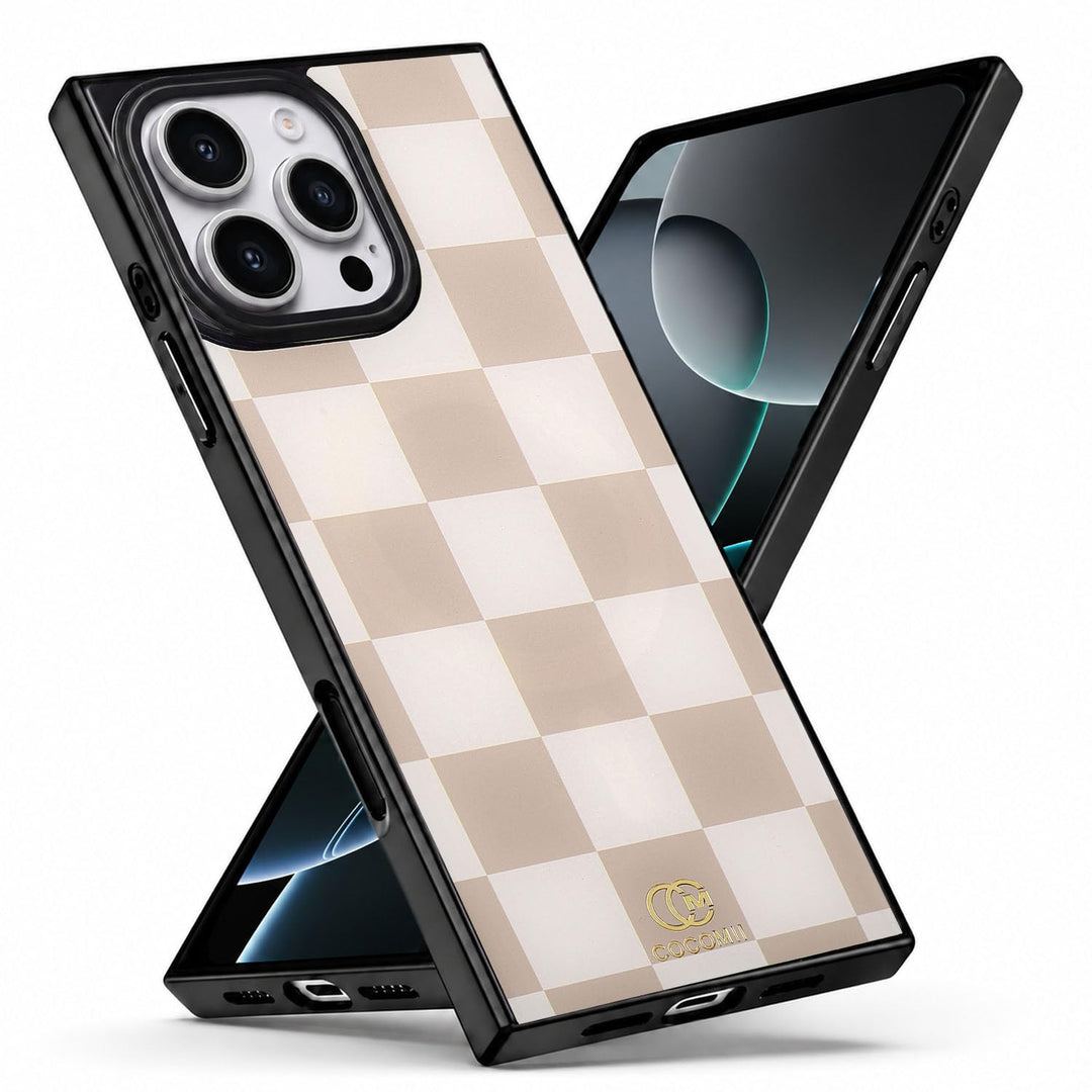 COCOMII Checkered rectangle iPhone case in Neutral, MagSafe
