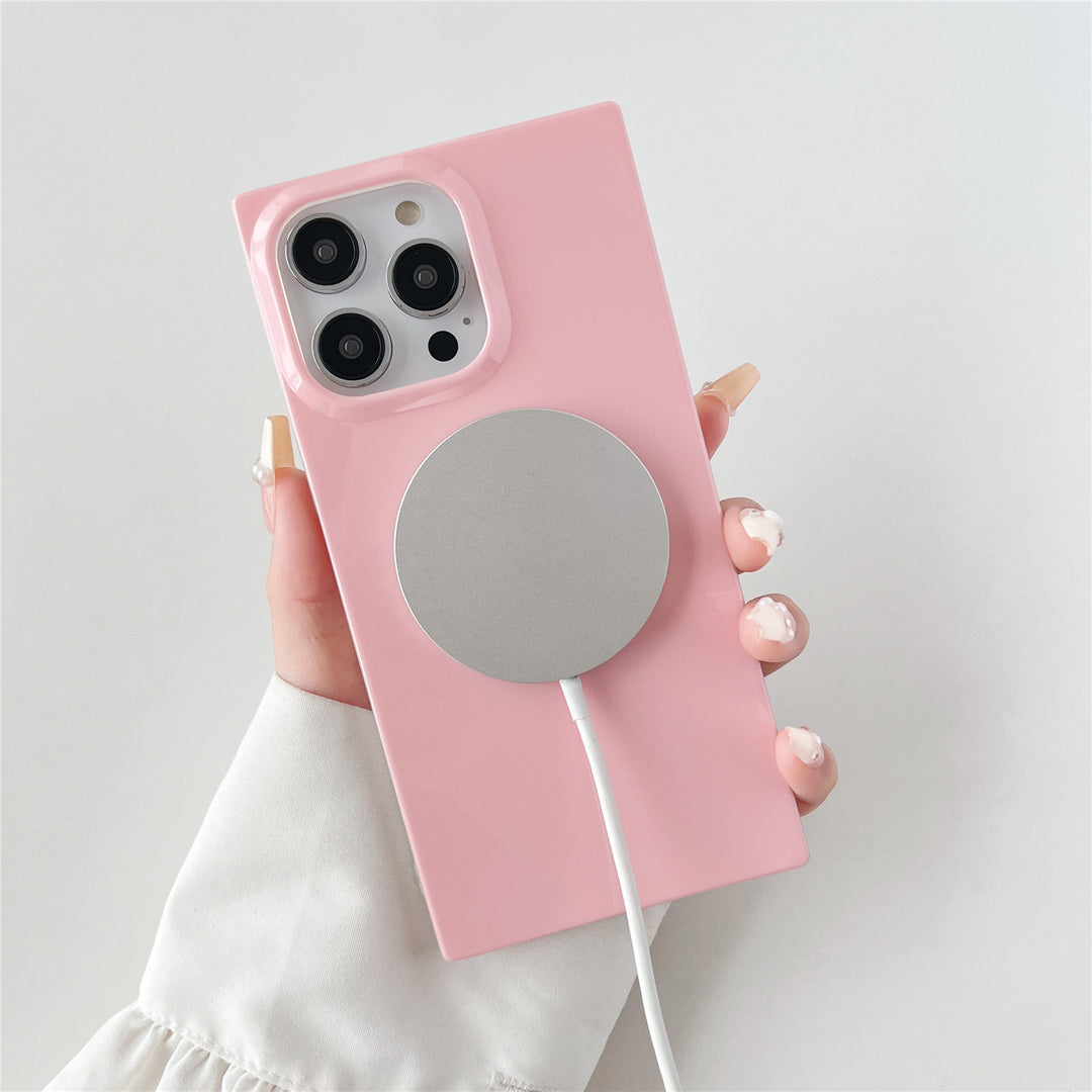 Square iPhone 14 Pro Max Case Square Pastel Plain Color MagSafe (Baby Pink) | COCOMII