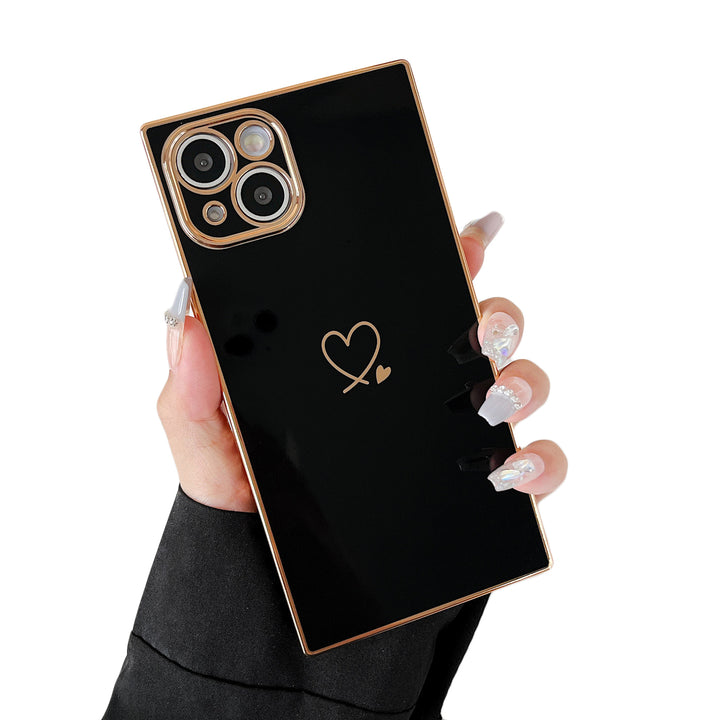 Square iPhone 14 Pro Max Case Square Plated Love Hearts (Black) | COCOMII