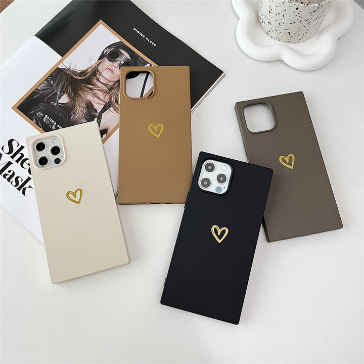 Square iPhone 14 Pro Max Case Square Silicone Love Hearts (Black) | COCOMII