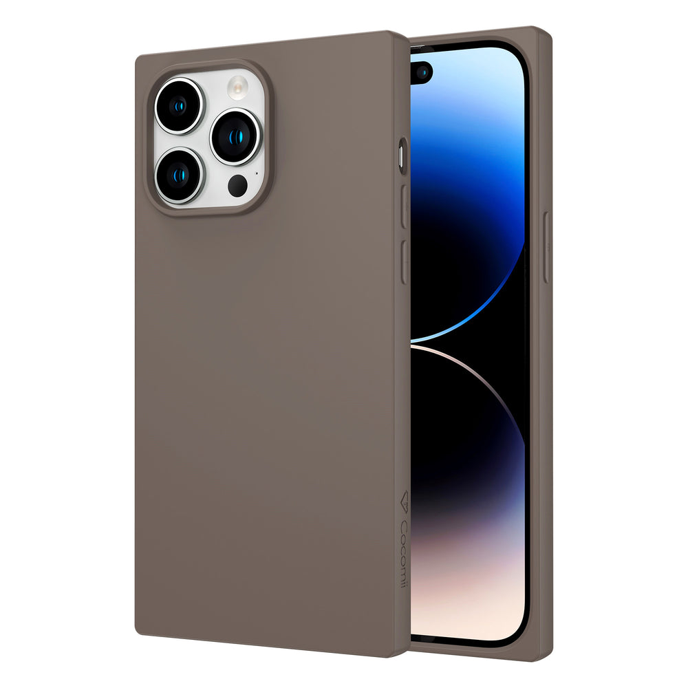 Square iPhone 14 Pro Max Case Square Silicone Neutral Color (Elephant Gray) | COCOMII