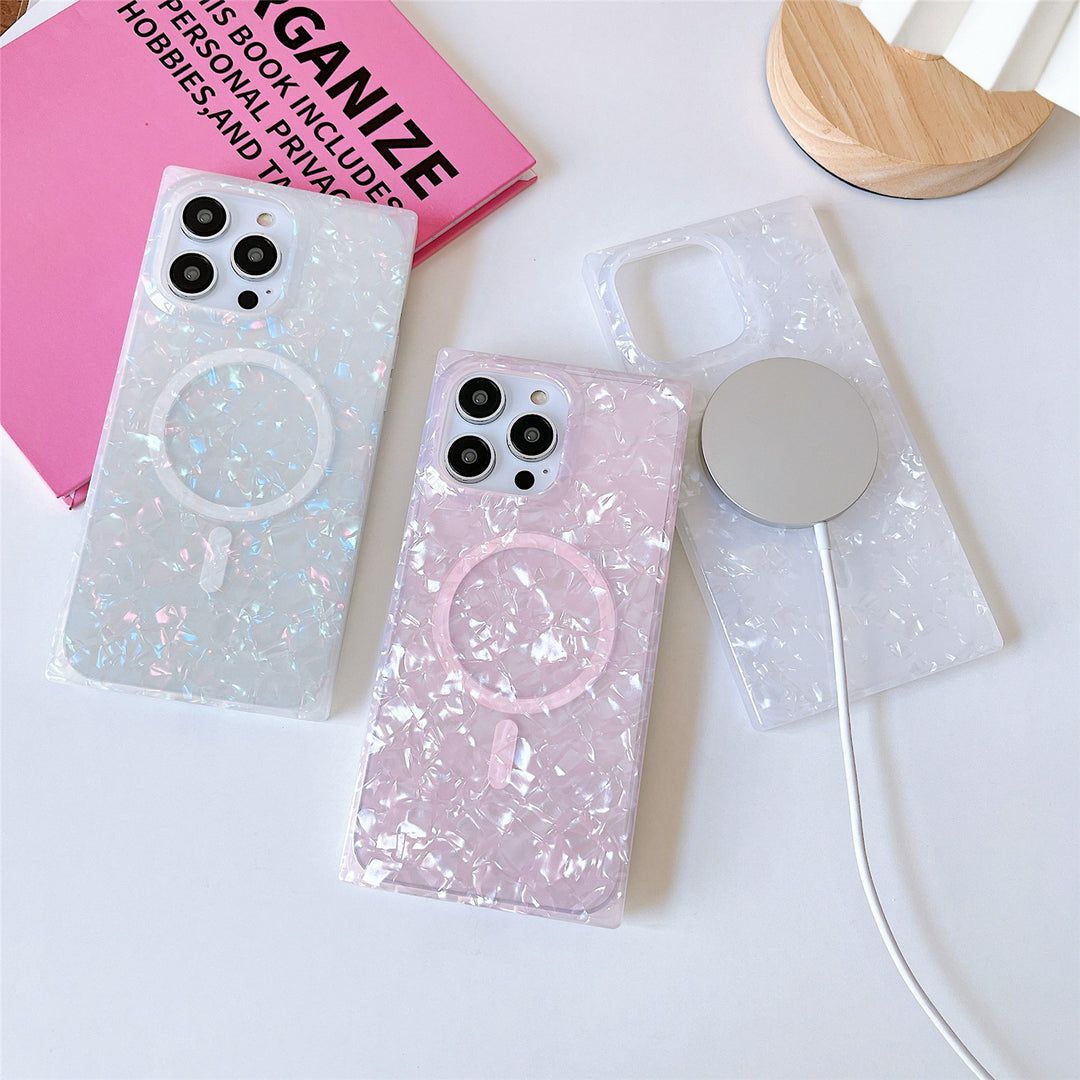 Square iPhone 14 Pro Max Case Square Pearl Glitter MagSafe (Iridescent) | COCOMII