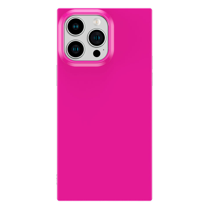 Square iPhone 14 Pro Max Case Square Neon Plain Color MagSafe (Neon Pink) | COCOMII