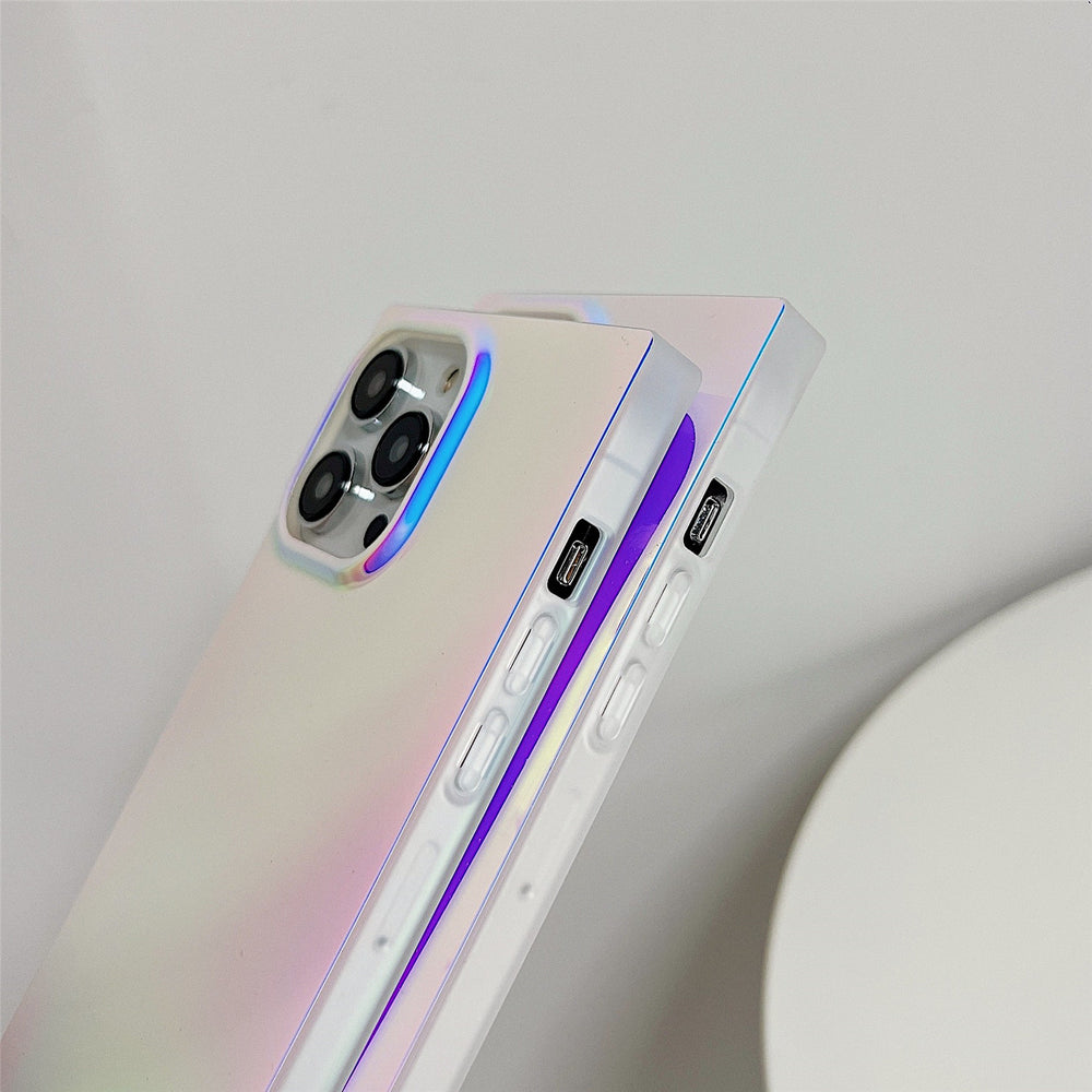 Square iPhone 14 Pro Max Case Square Holographic Mirror (Purple) | COCOMII