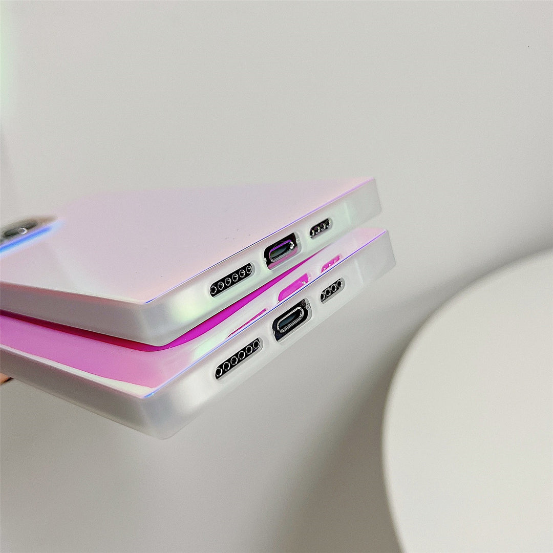 Square iPhone 14 Pro Max Case Square Holographic Mirror (Purple) | COCOMII