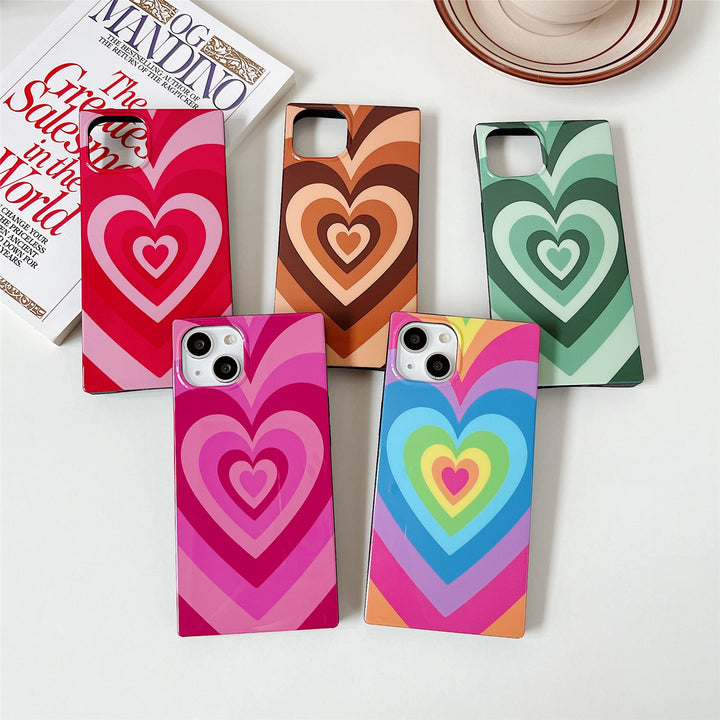 Square iPhone 14 Pro Max Case Square Latte Love Hearts MagSafe (Rainbow) | COCOMII