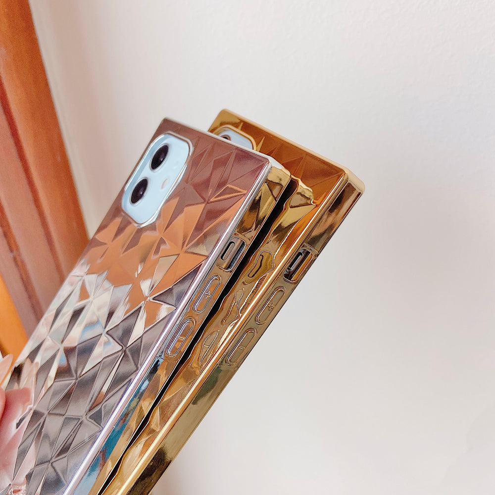 Square iPhone 13 Pro Max Case Square Diamond Mirror (Silver) | COCOMII